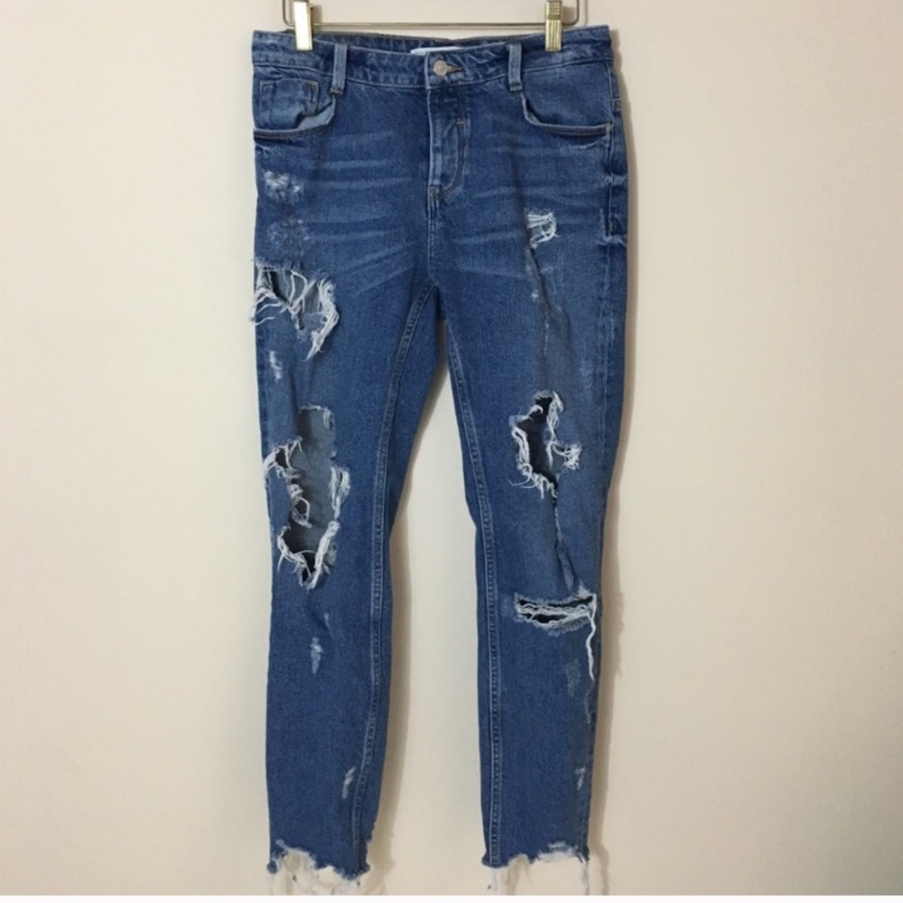 Zara destroyed denim skinny jean size 2